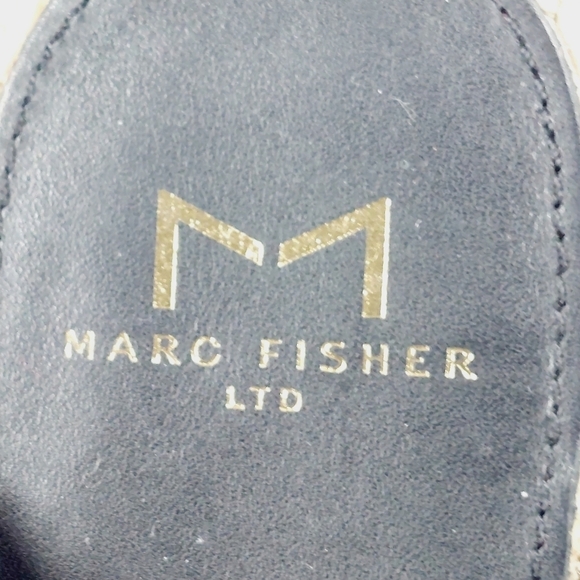 Marc Fisher Alenni Black Leather Espadrilles Wedges Sandals M1010 - Picture 9 of 13